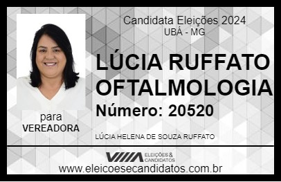 Candidato LÚCIA RUFFATO OFTALMOLOGIA 2024 - UBÁ - Eleições