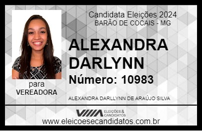 Candidato ALEXANDRA DARLYNN 2024 - BARÃO DE COCAIS - Eleições