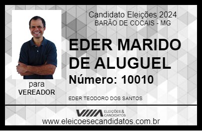 Candidato EDER MARIDO DE ALUGUEL 2024 - BARÃO DE COCAIS - Eleições