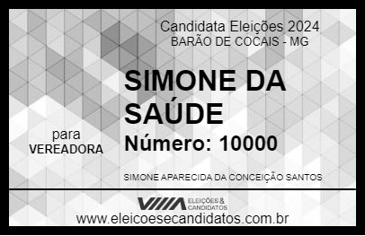 Candidato SIMONE DA SAÚDE 2024 - BARÃO DE COCAIS - Eleições