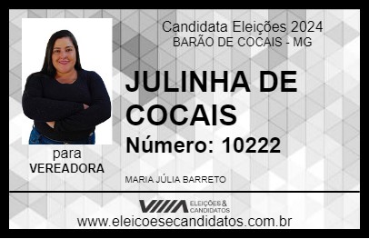 Candidato JULINHA DE COCAIS 2024 - BARÃO DE COCAIS - Eleições