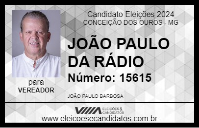 Candidato JOÃO PAULO DA RÁDIO 2024 - CONCEIÇÃO DOS OUROS - Eleições