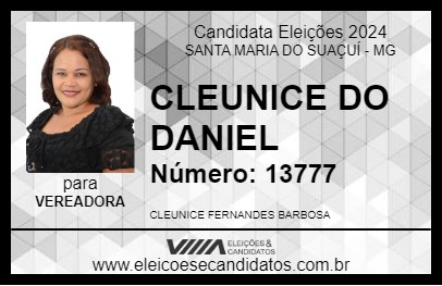 Candidato CLEUNICE DO DANIEL 2024 - SANTA MARIA DO SUAÇUÍ - Eleições