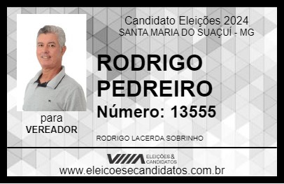 Candidato RODRIGO PEDREIRO  2024 - SANTA MARIA DO SUAÇUÍ - Eleições