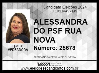 Candidato ALESSANDRA AGENTE DE SAÚDE 2024 - TEIXEIRAS - Eleições