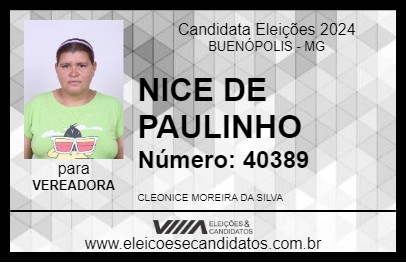 Candidato NICE DE PAULINHO 2024 - BUENÓPOLIS - Eleições