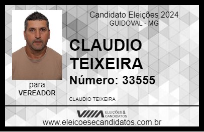 Candidato CLAUDIO TEIXEIRA 2024 - GUIDOVAL - Eleições