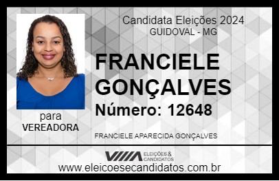 Candidato FRANCIELE GONÇALVES 2024 - GUIDOVAL - Eleições