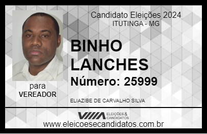 Candidato BINHO LANCHES 2024 - ITUTINGA - Eleições