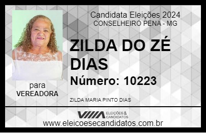 Candidato ZILDA DO ZÉ DIAS 2024 - CONSELHEIRO PENA - Eleições