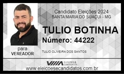 Candidato TULIO BOTINHA 2024 - SANTA MARIA DO SUAÇUÍ - Eleições