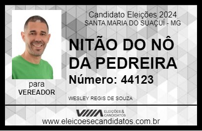 Candidato NITÃO DO NÔ DA PEDREIRA 2024 - SANTA MARIA DO SUAÇUÍ - Eleições