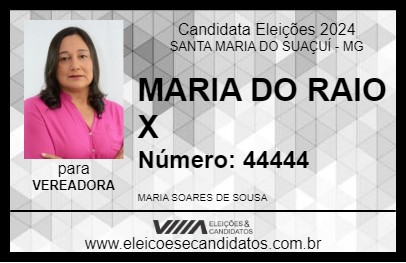 Candidato MARIA DO RAIO X 2024 - SANTA MARIA DO SUAÇUÍ - Eleições