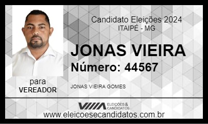 Candidato JONAS VIEIRA 2024 - ITAIPÉ - Eleições