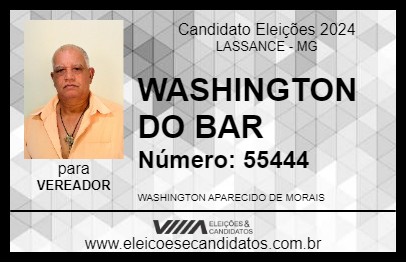 Candidato WASHINGTON DO BAR 2024 - LASSANCE - Eleições