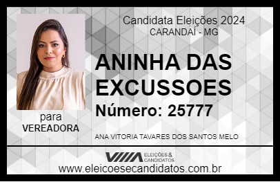 Candidato ANINHA DAS EXCUSSOES 2024 - CARANDAÍ - Eleições