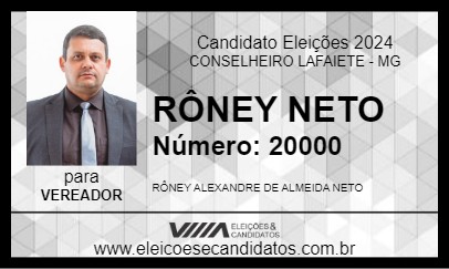 Candidato RÔNEY NETO 2024 - CONSELHEIRO LAFAIETE - Eleições