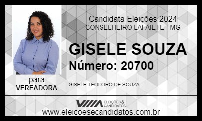 Candidato GISELE SOUZA 2024 - CONSELHEIRO LAFAIETE - Eleições