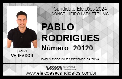 Candidato PABLO RODRIGUES  2024 - CONSELHEIRO LAFAIETE - Eleições