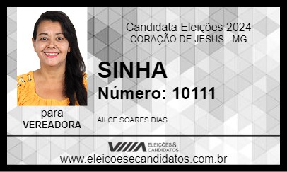 Candidato SINHA DIAS 2024 - CORAÇÃO DE JESUS - Eleições