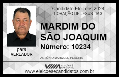 Candidato MARDIM DO SÃO JOAQUIM 2024 - CORAÇÃO DE JESUS - Eleições