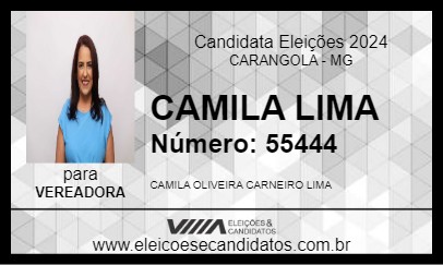 Candidato CAMILA LIMA 2024 - CARANGOLA - Eleições