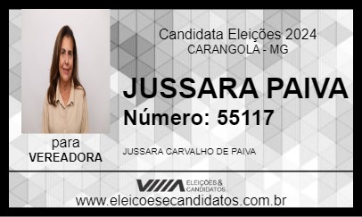 Candidato JUSSARA PAIVA 2024 - CARANGOLA - Eleições