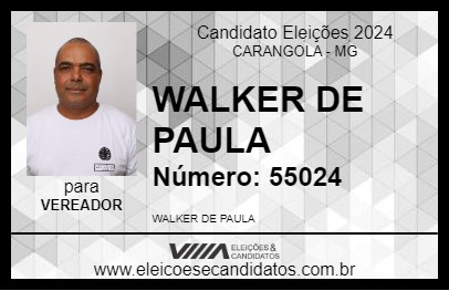 Candidato WALKER DE PAULA 2024 - CARANGOLA - Eleições