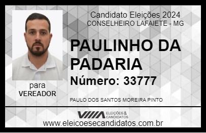 Candidato PAULINHO DA PADARIA 2024 - CONSELHEIRO LAFAIETE - Eleições