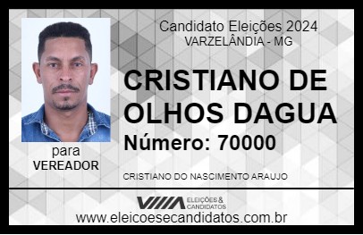 Candidato CRISTIANO DE  OLHOS DAGUA 2024 - VARZELÂNDIA - Eleições