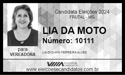 Candidato LIA DA MOTO 2024 - FRUTAL - Eleições