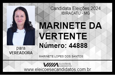 Candidato MARINETE DA VERTENTE 2024 - IBIRACATU - Eleições