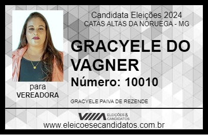 Candidato GRACYELE DO VAGNER 2024 - CATAS ALTAS DA NORUEGA - Eleições