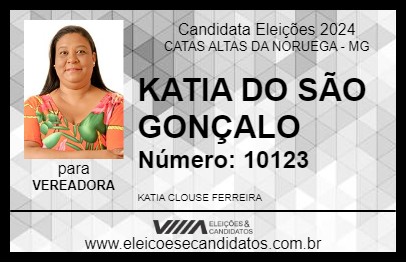 Candidato KATIA DO SÃO GONÇALO 2024 - CATAS ALTAS DA NORUEGA - Eleições