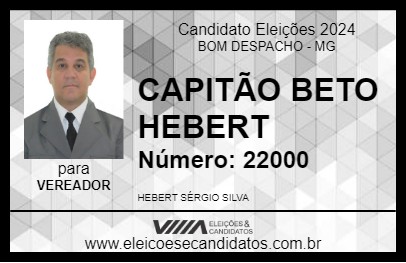 Candidato CAPITÃO BETO HEBERT 2024 - BOM DESPACHO - Eleições