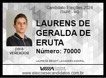 Candidato LAURENS DE GERALDA DE ERUTA 2024 - ITAIPÉ - Eleições