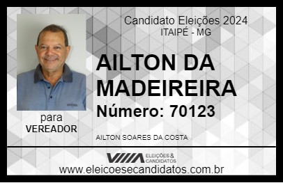 Candidato AILTON DA MADEIREIRA 2024 - ITAIPÉ - Eleições