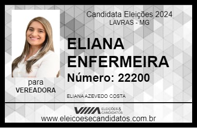 Candidato ELIANA ENFERMEIRA 2024 - LAVRAS - Eleições