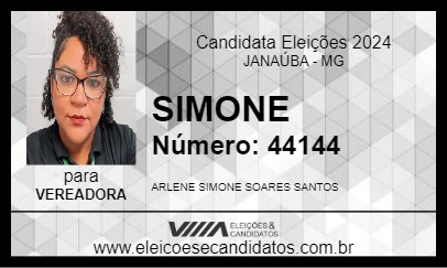 Candidato SIMONE 2024 - JANAÚBA - Eleições