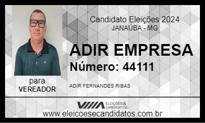 Candidato ADIR EMPRESA 2024 - JANAÚBA - Eleições