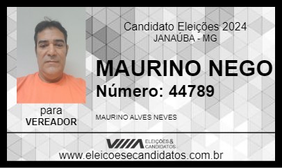 Candidato MAURINO NEGO 2024 - JANAÚBA - Eleições