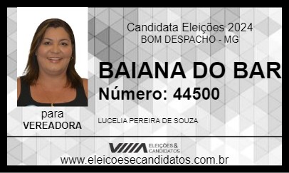 Candidato BAIANA DO BAR 2024 - BOM DESPACHO - Eleições