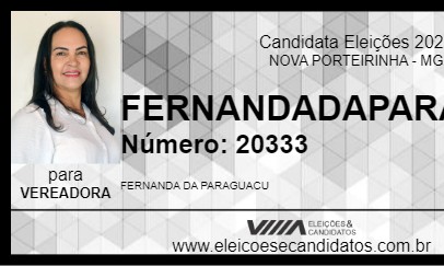 Candidato FERNANDA DA PARAGUACU 2024 - NOVA PORTEIRINHA - Eleições