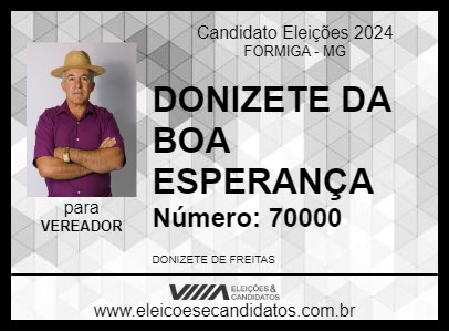 Candidato DONIZETE DA BOA ESPERANÇA 2024 - FORMIGA - Eleições