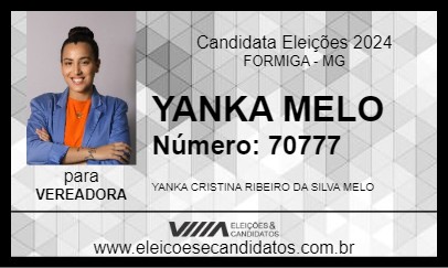 Candidato YANKA MELO 2024 - FORMIGA - Eleições