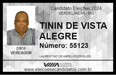 Candidato TININ DE VISTA ALEGRE  2024 - VERDELÂNDIA - Eleições