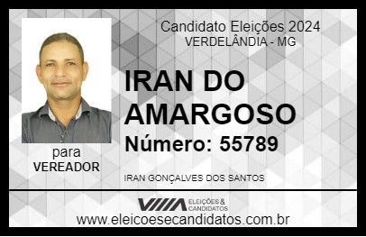 Candidato IRAN DO AMARGOSO  2024 - VERDELÂNDIA - Eleições