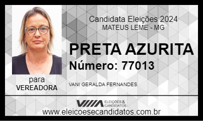 Candidato PRETA AZURITA 2024 - MATEUS LEME - Eleições