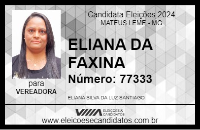 Candidato ELIANA DA FAXINA 2024 - MATEUS LEME - Eleições