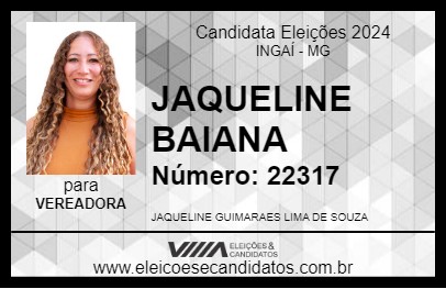 Candidato JAQUELINE BAIANA 2024 - INGAÍ - Eleições